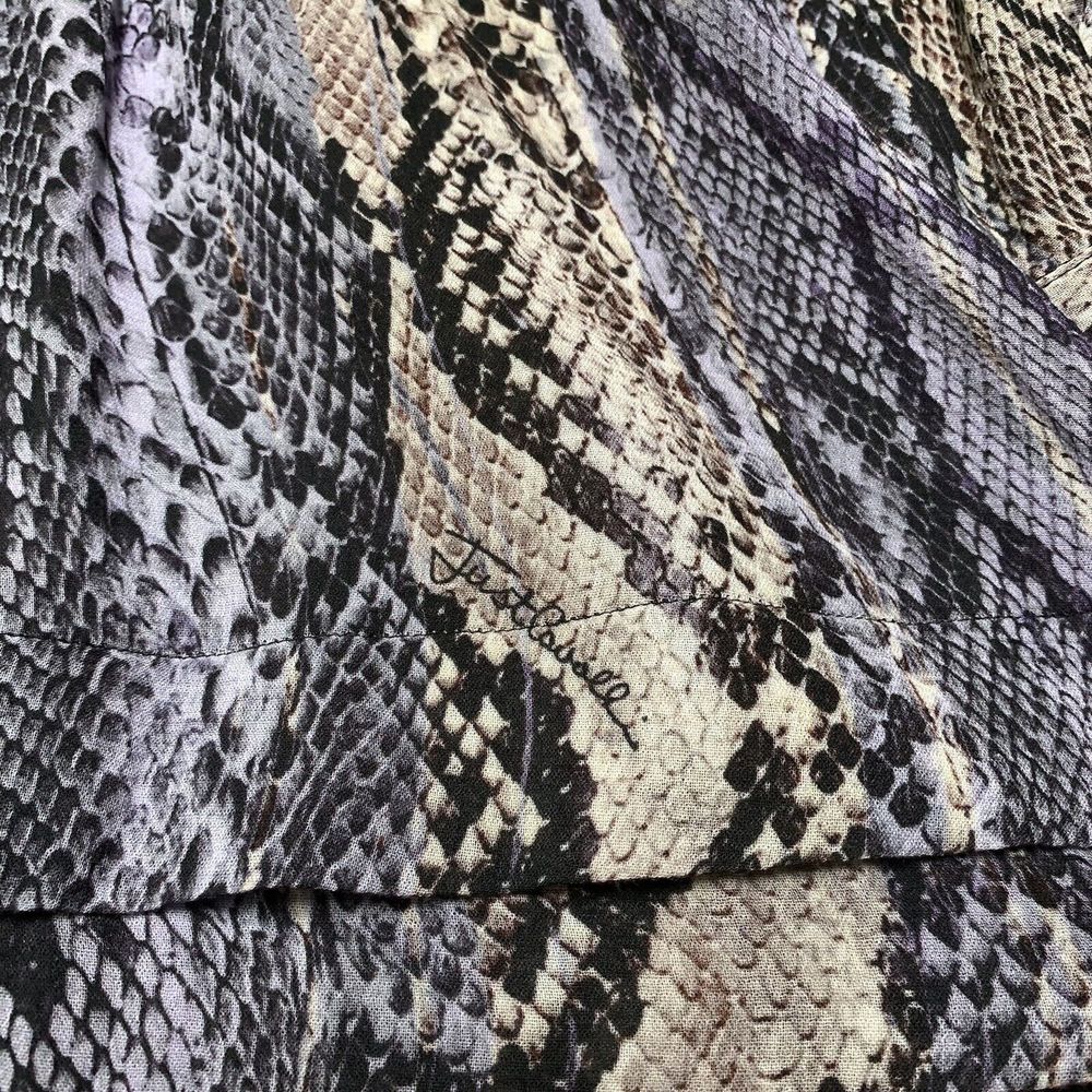 Just Cavalli Snakeskin Print Long Sleeve Blouse 40 Sm Ruffle V-Neck Purple Gray - Picture 4 of 8